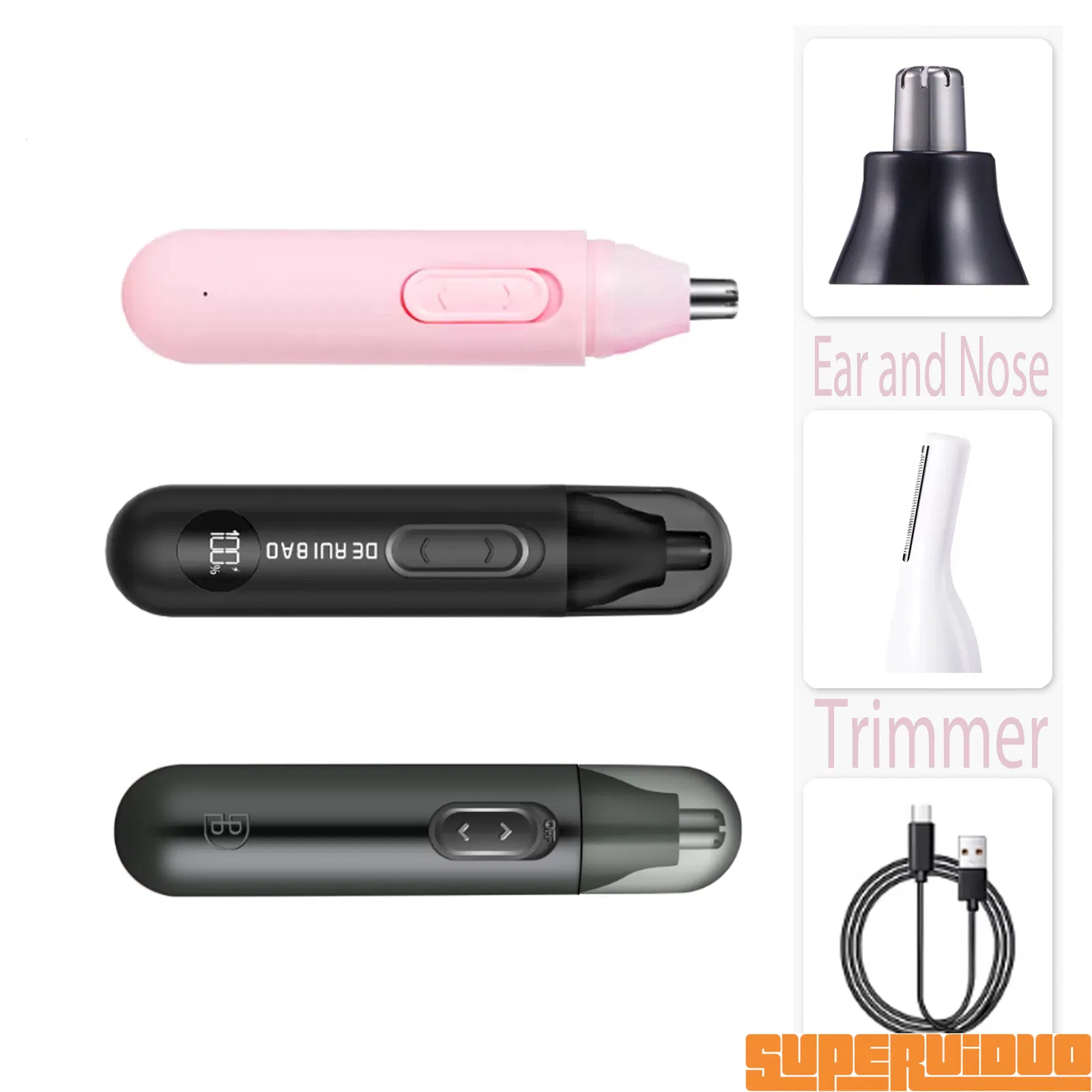 LCD Visual Battery Level Indicator Nose Hair Trimmer
