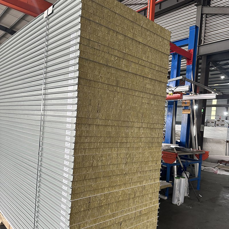 Fireproof Heat Preservation Sound Insulation Rock Wool Sandwich Panel Wall