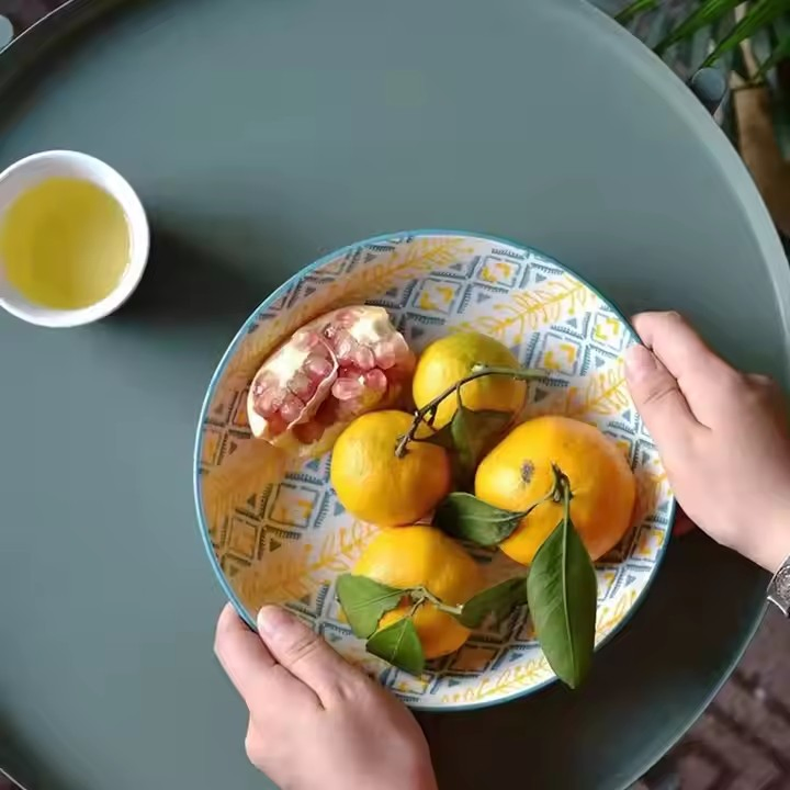 8"Coup Moon Soup Plate with Stamp Pad printing Decal Ceramic Porcelain Tableware