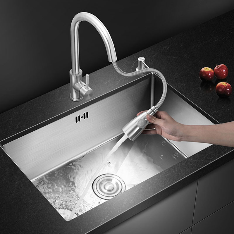 SUS304 Nano Embedded Wash Basin Single Bowl Stainless Steel Undermount Kitchen Handmade Sink
