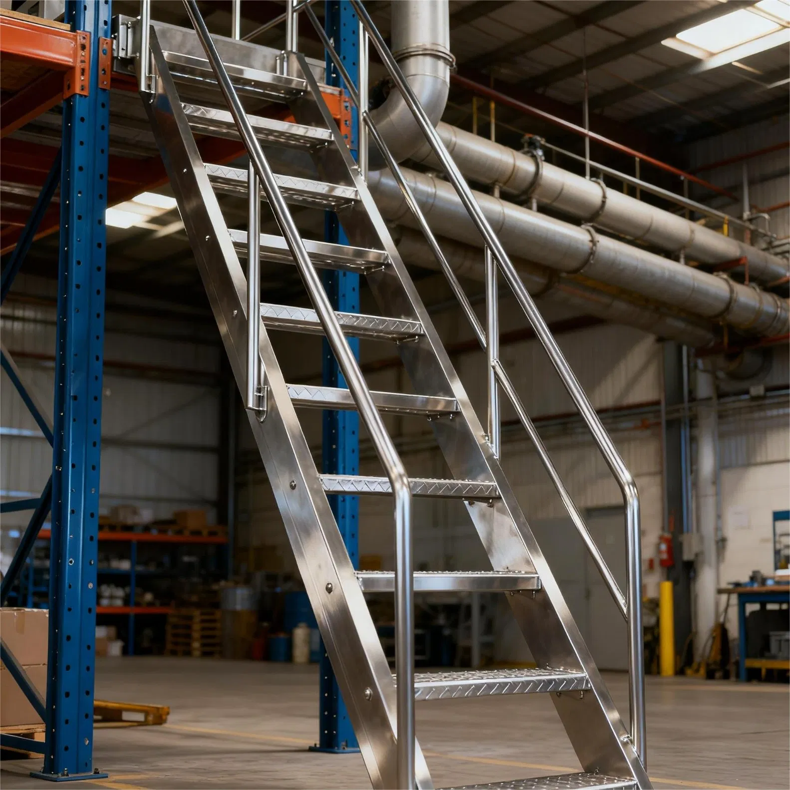 Stainless Steel Stairway with Durable Anti-Slip Treads