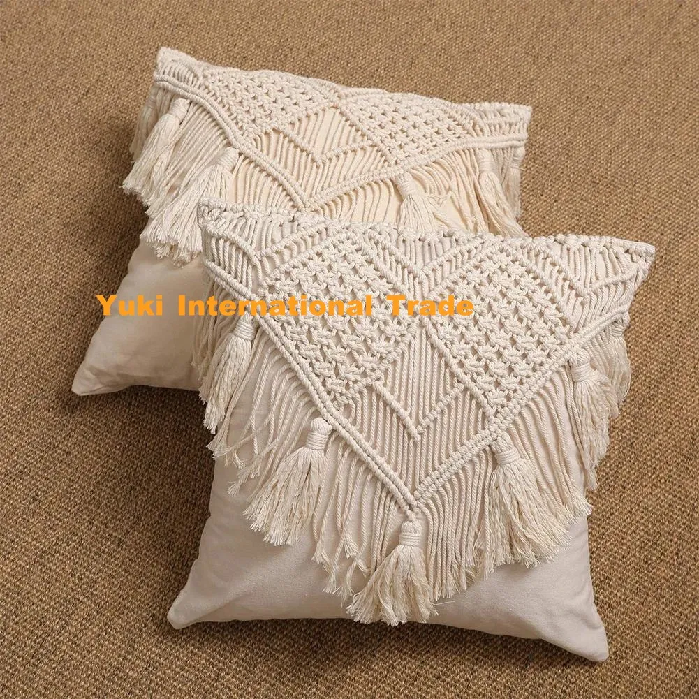 Yuki Macrame Handmade 18*18cm Sofa Cushion Cover Decorative Pillowcases