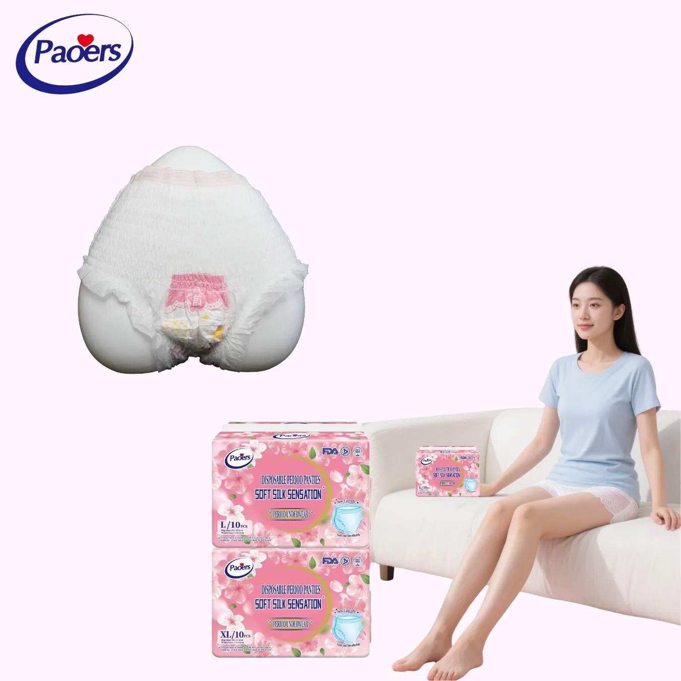 Hygiene Products Ladies Wearing Sanitary Pads Disposable Women Menstrual Pants Period Panties Underwear