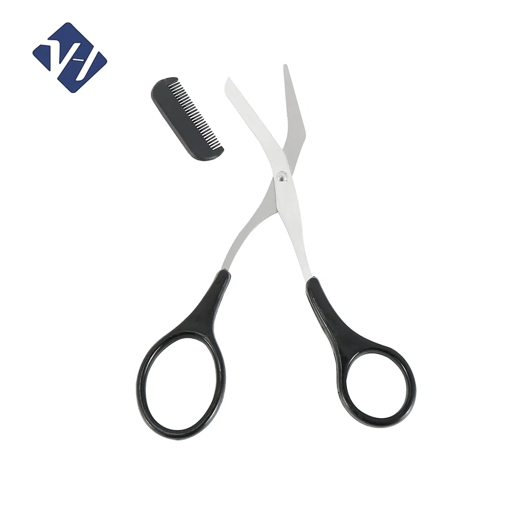 Hot Sale Stainless Steel Eyebrow Trimming Scissors with Little Eyebrow Comb