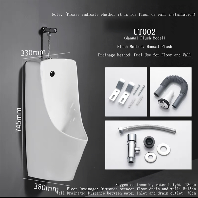 Bathroom Sanitary Ware Hand Flush White One Piece Wc Ceramic Wall Hung Urinals