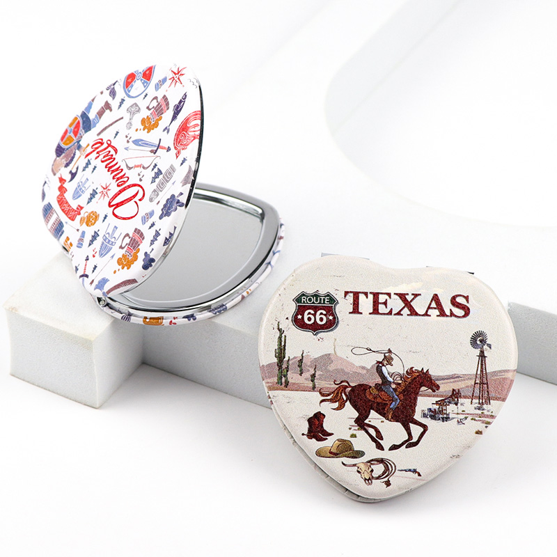 Wholesale Customized Logo Souvenir Mini Heart Portable Pocket Folding Mirror