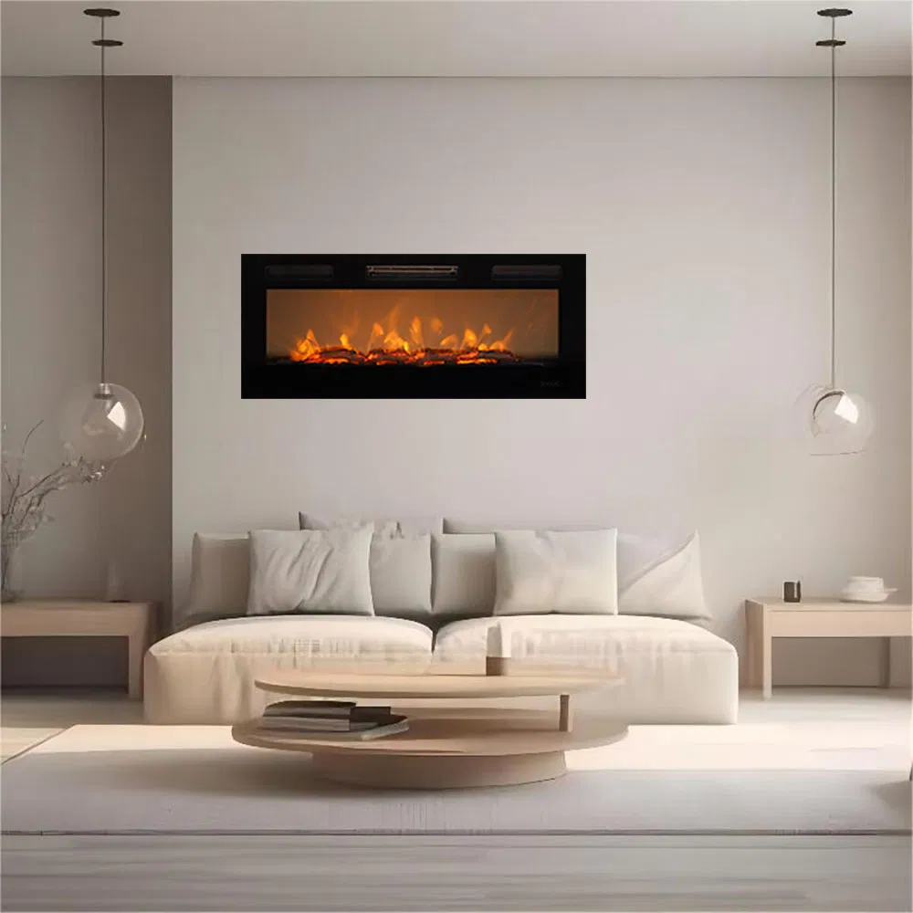 Customized Size Screen Video Flame Artificial Electric Fireplace with Burning Sound and Logs