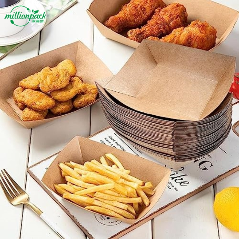 Food Grade Kraft Paper Boat Box for Wholesale and Retail Packaging Solution