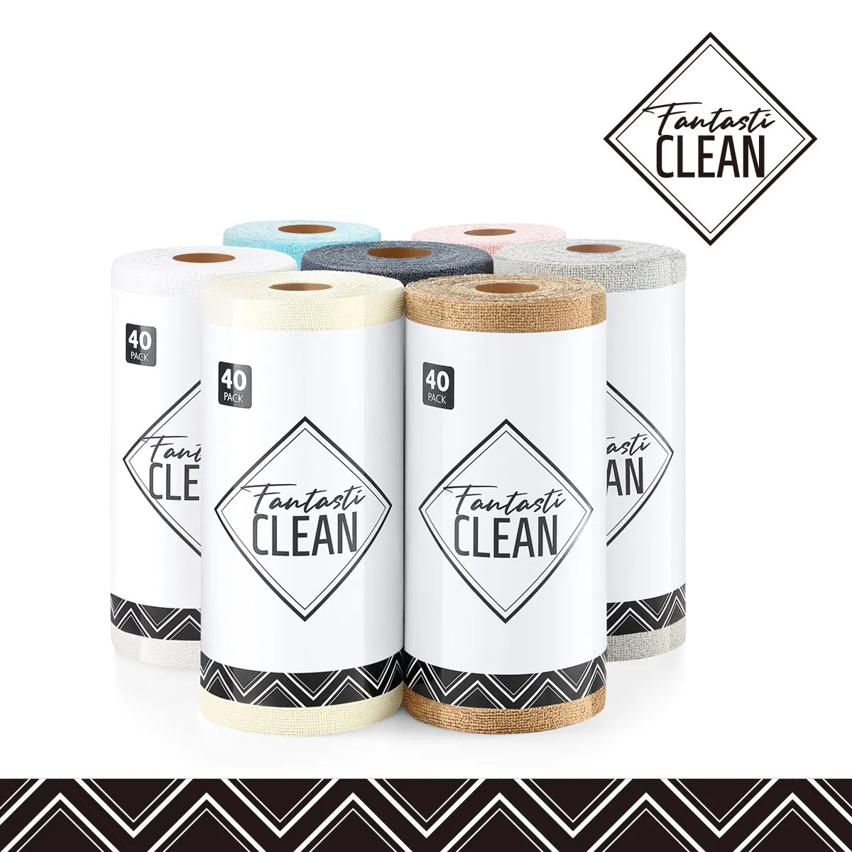 Fantasticlean Family Portrait 40 Pack Microfiber Rag Cleaning Cloth Tear Away Microfiber Roll Cleaning Towels for Home, Car (Mix)