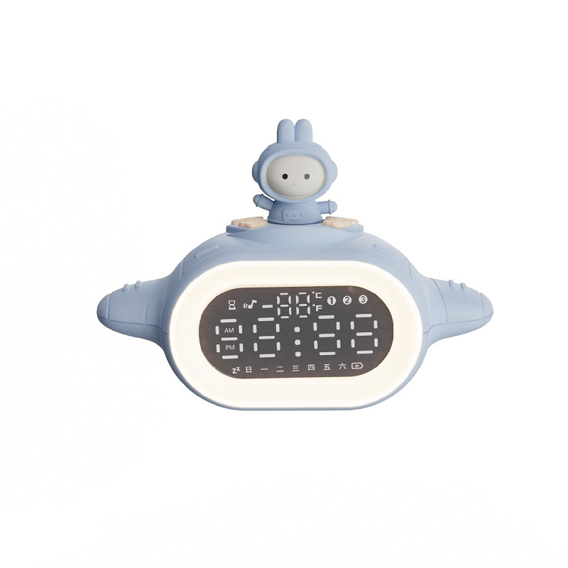 Bill Rabbit Spaceship Night Light Alarm Clock Multi-Function Voice Control Bedside Electronic Clock