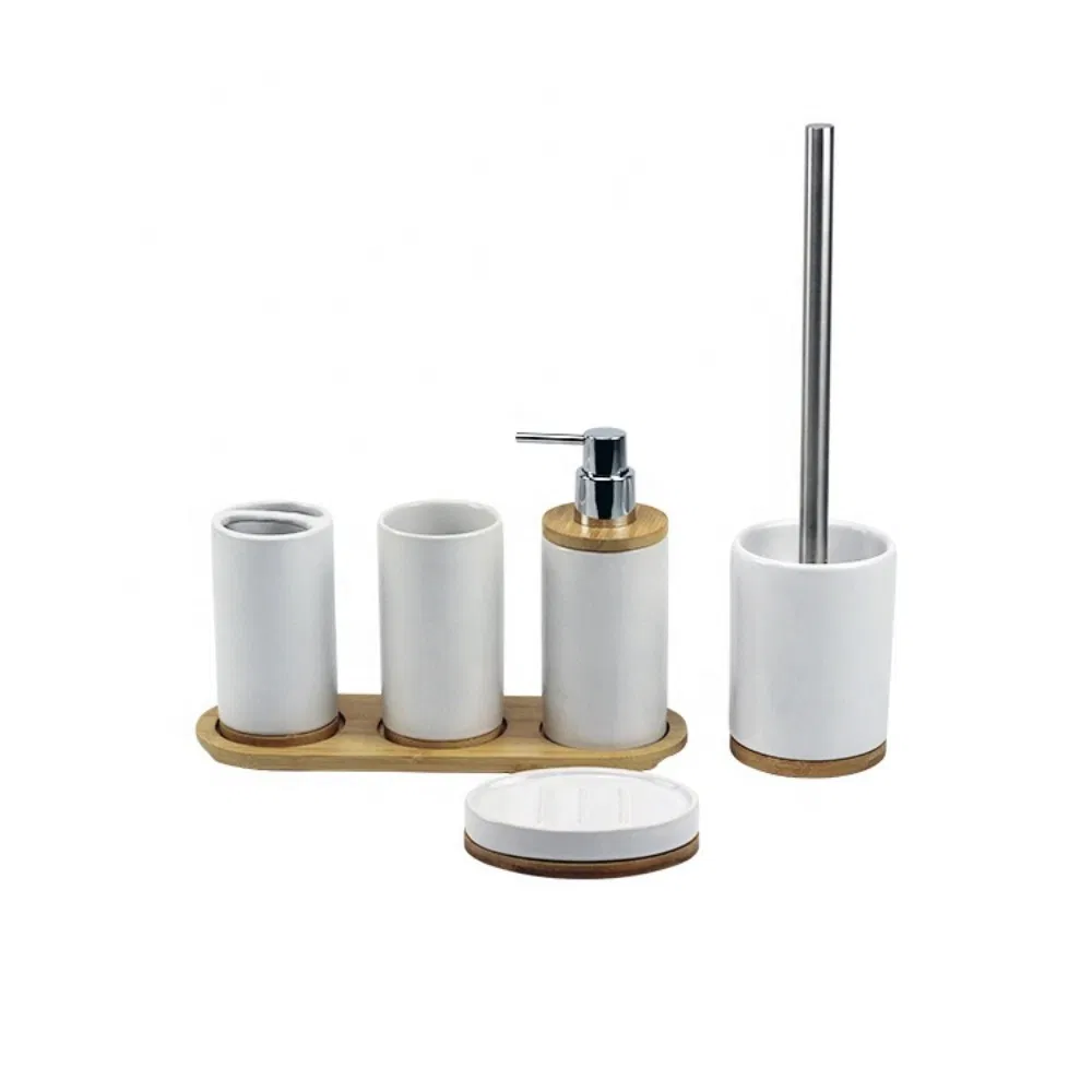 Elegant Minimalist Luxury 4-Piece Ceramic Hotel Bathroom Accessory Set for Luxury Bathrooms