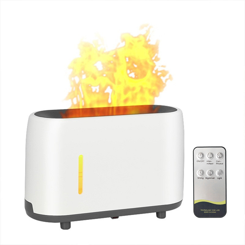 2025 Ultrasonic Mist Humidifier Diffuser 3D Simulation Fire Flame Mute Aroma Essential Oil Car Diffuser with Remote Control
