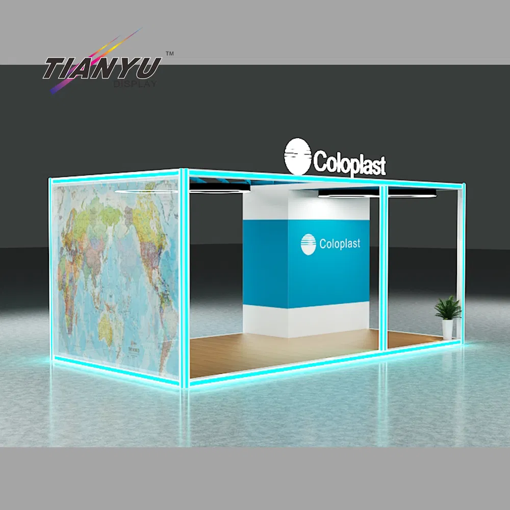 Fashion Open Concept LED Trade Show & Exhibition Booth with Luminous Aluminum Pergola, Lighting Profiles Systems for Trade Shows