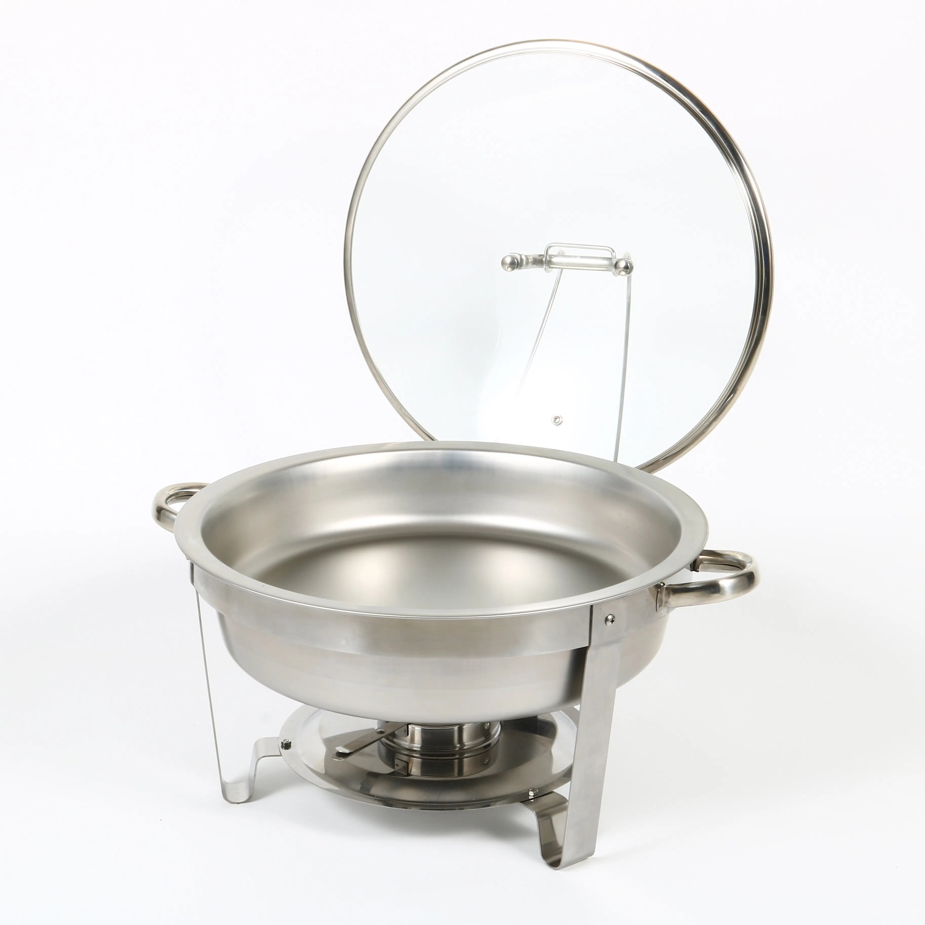 Round Stainless Steel Chafing Dish with Glass Lid