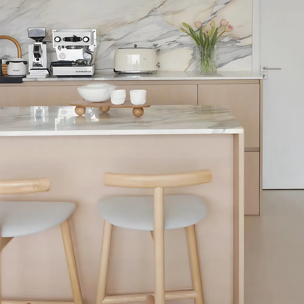 Modern Solid Surface Kitchen Furniture with Stylish Island and Countertop