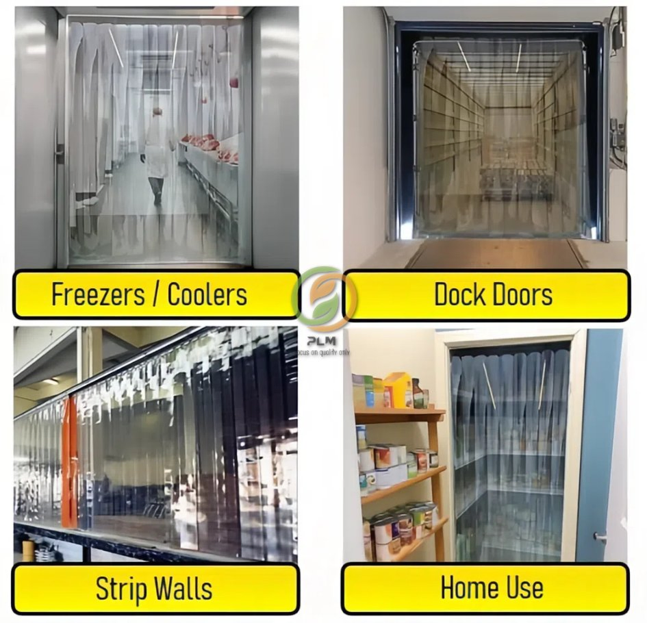 Sliding Strip Curtains and Doors Cooler Freezer PVC Strip Curtains