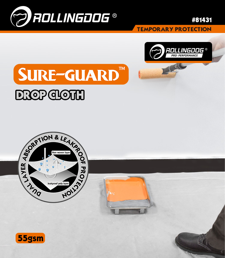 Rollingdog-PRO 81431 Non-Woven Material with Ultra Leak Proof Coating Drop Cloth