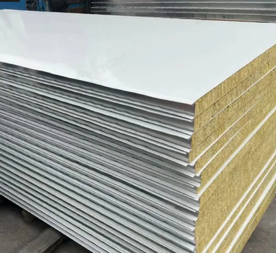 Building Material for Warehouse Good Price Insulated Panels Rock Wool Sandwich Panel