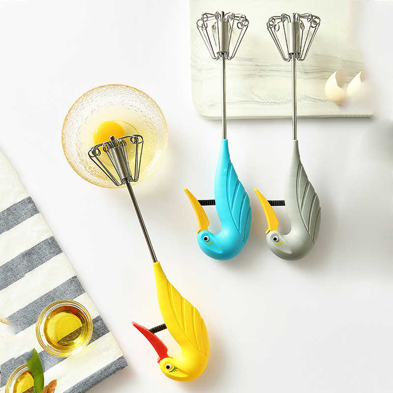 Semi-Automatic Whisk Manual Press Rotary Stainless Steel Whisk Stirrer Baking Tools