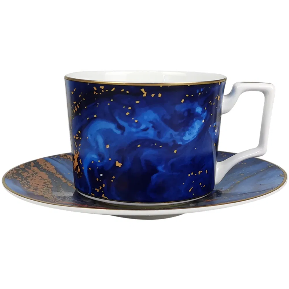 Wholesale Factory Price Art Blue Star River Ceramic Charger Plate Tableware Bone China Dinnerware Set for Party Hotel Wedding