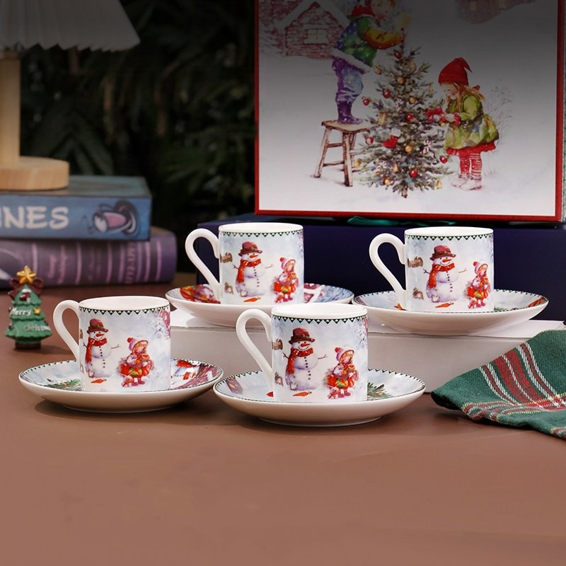 Factory Customized Logo High Quality Porcelain Coffee Mugs Plates Tea Pot Ceramic Cups with Luxury Gift Box for Christmas Gift