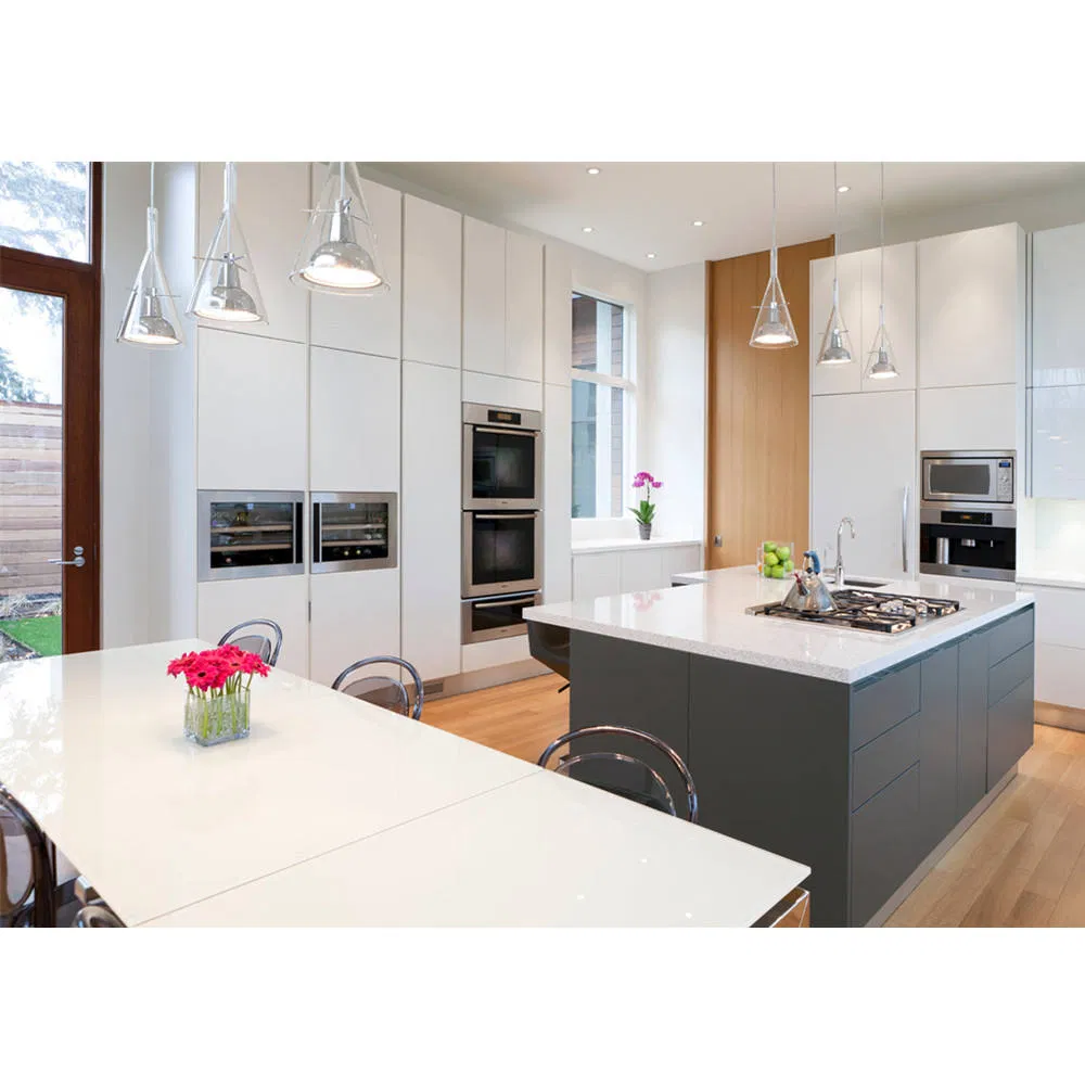 Black Matt Lacquer Laminated Modern Custom Kitchen Cabinet