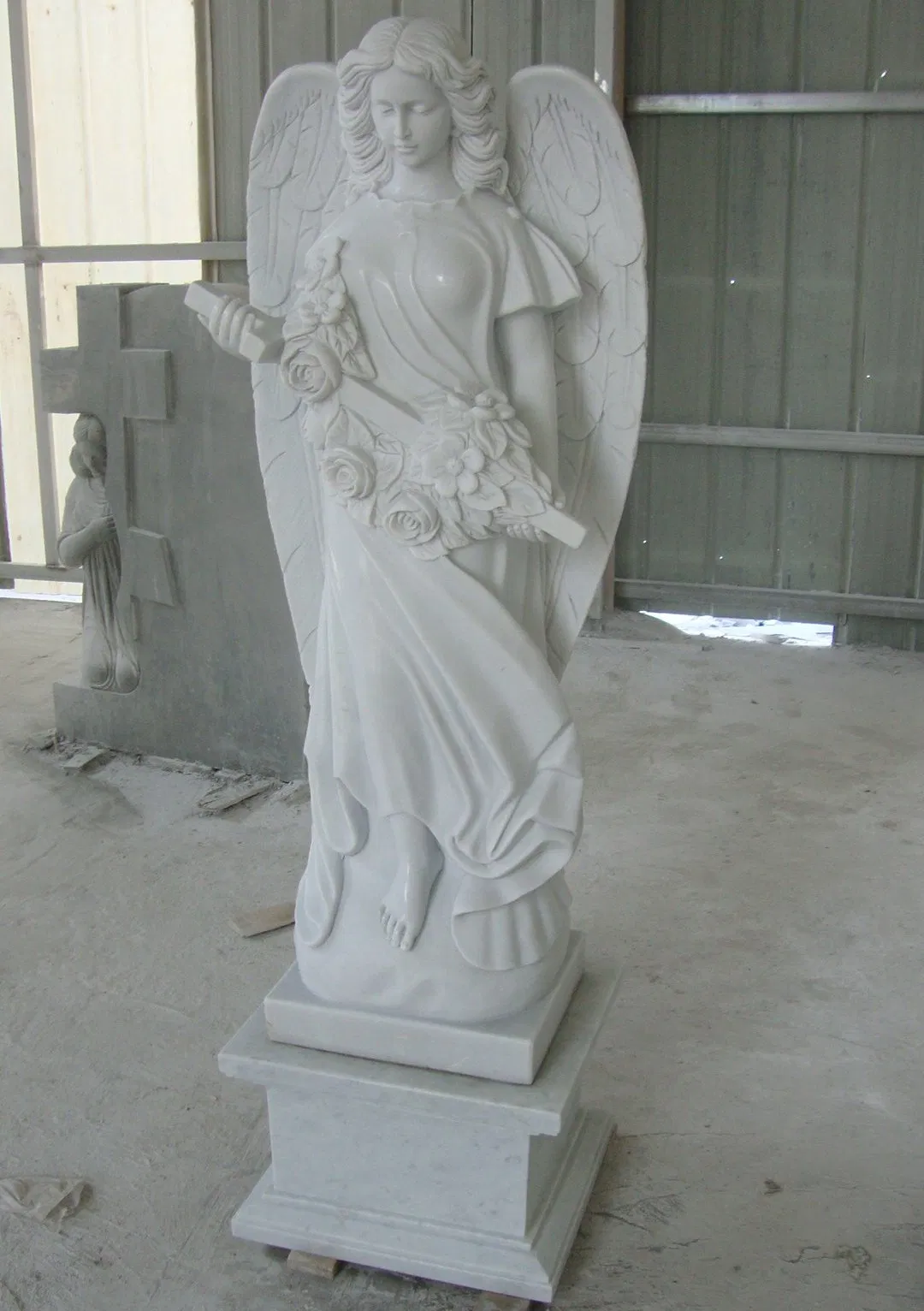 White Carrara Stone Sculpture Gravestones Marble Memorial Marble Tombstone (SY-M005)