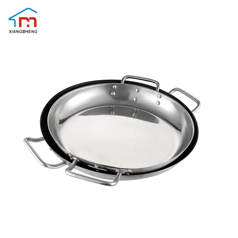 Xiangsheng Stainless Steel Frying Pan with Tri-Ply Seafood Paella Pan
