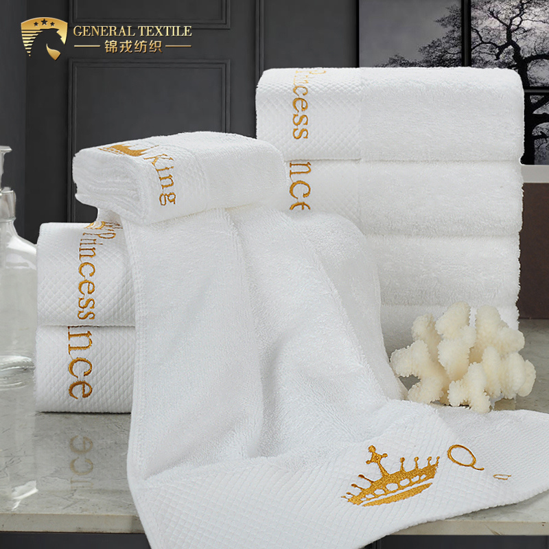 High Quality Custom Logo Embroidered White Super Absorbent 100% Cotton Hotel Towel