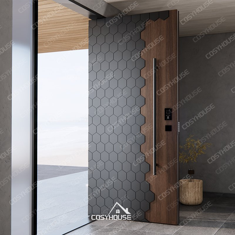 European Style Oak Interior Doors and Modern Cast Aluminum Main Doors for Villas and Apartments