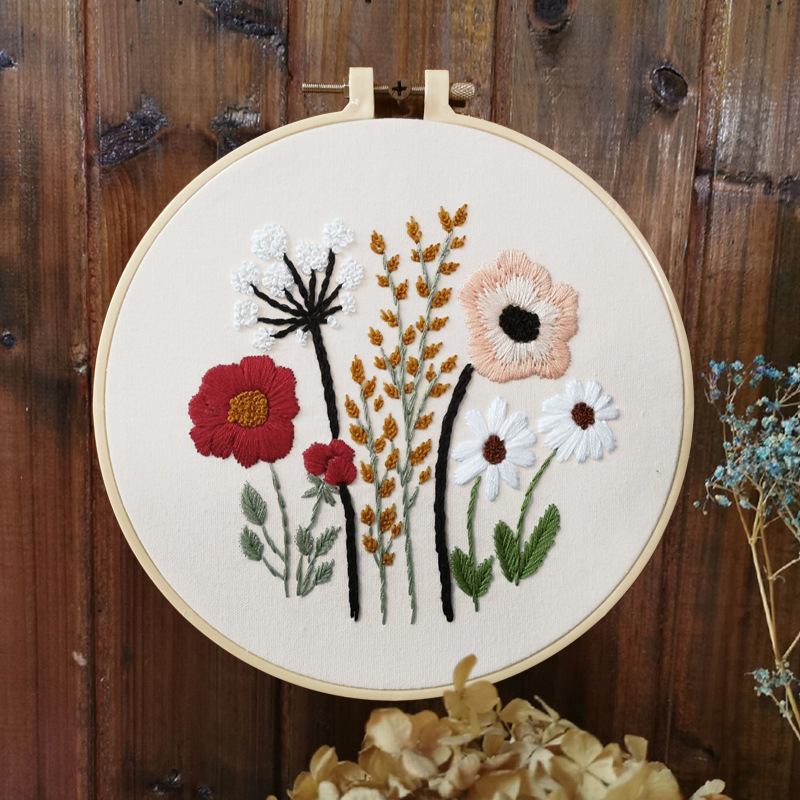 DIY Embroidery Kit Sewing Kit for Craft Lovers and Adult Beginners with Floral Pattern