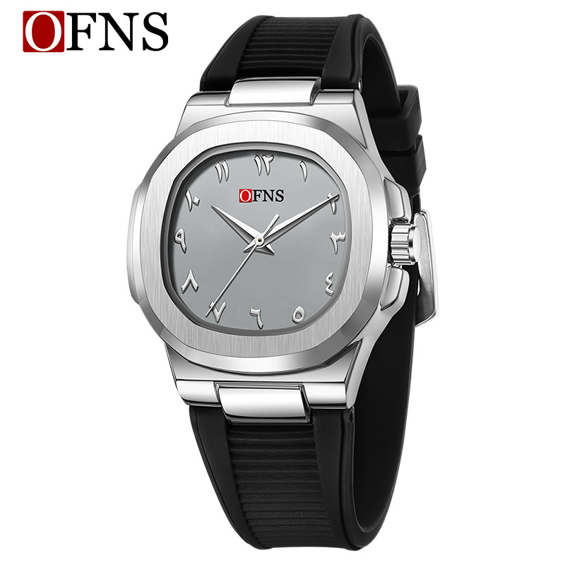 Dual-Dial Minimalist Arabic Numerals Men's Quartz Watch Waterproof Small Square Wristwatch