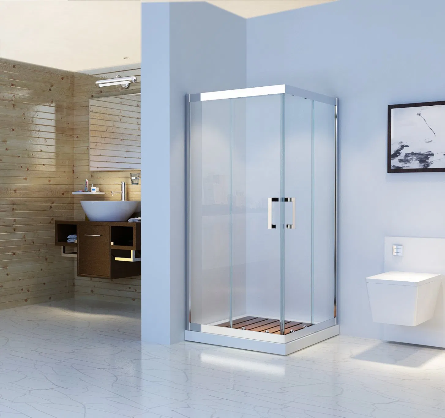 Aluminum Alloy Glass Shower Partition Slide Shower Enclosure Frame