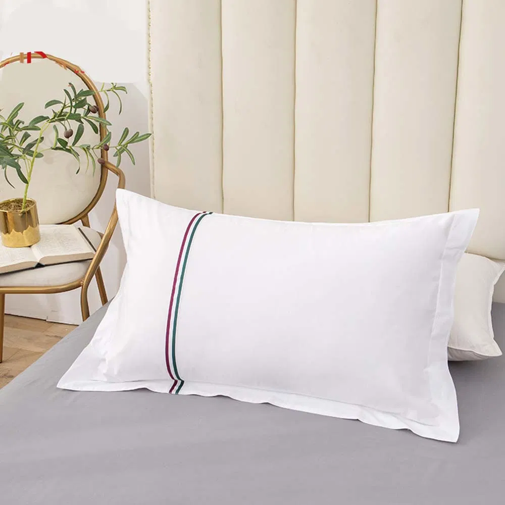 Premium Custom Washable Latex Soft Whita Bed Neck Pillow with Bag Double Line Made of Cotton for Quilted Nap Sleeping in Hotel/Guesthouses