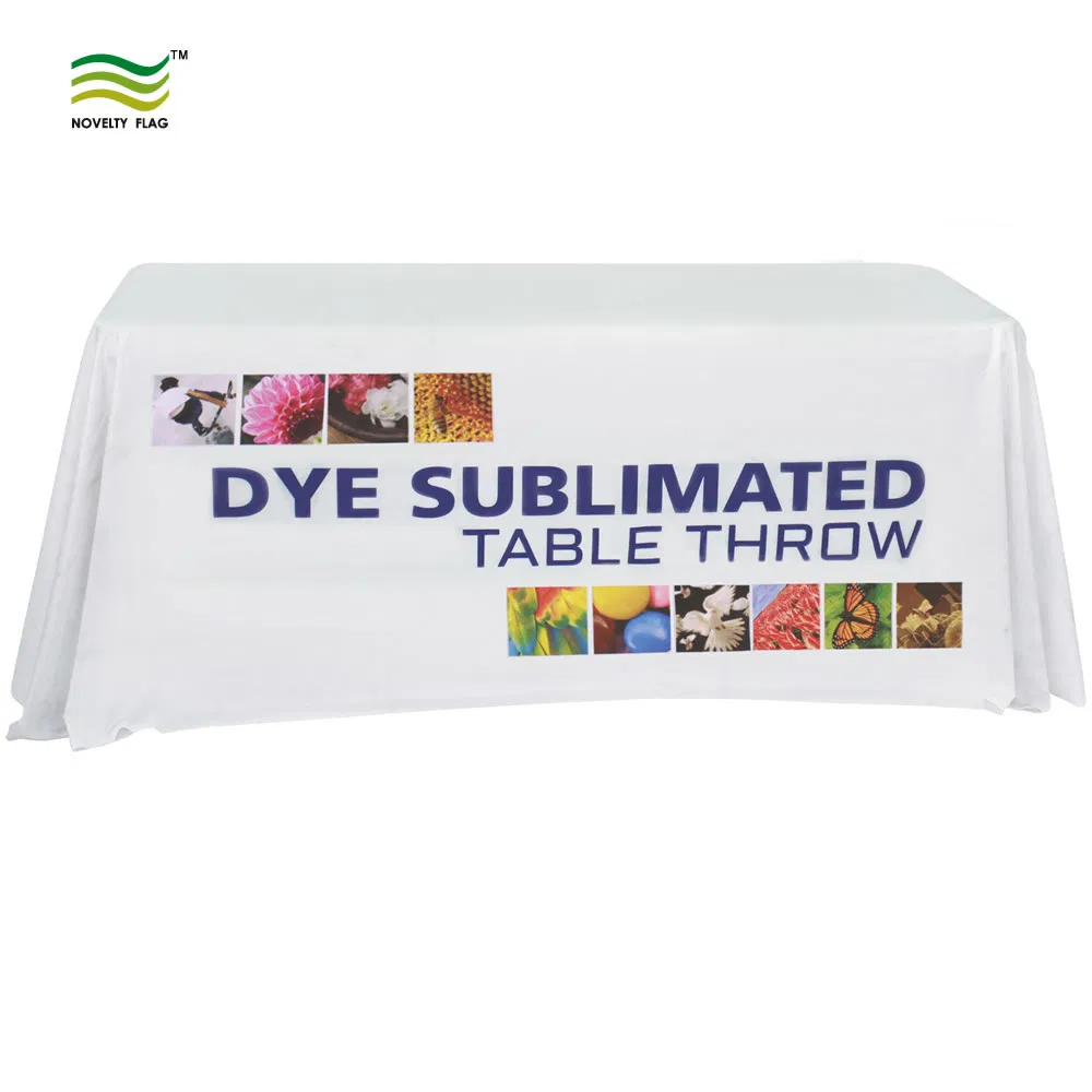 Custom 6FT 8FT Printed Polyester Table Throw Runner Table Cloth for Trade Show Exhibition Advertising