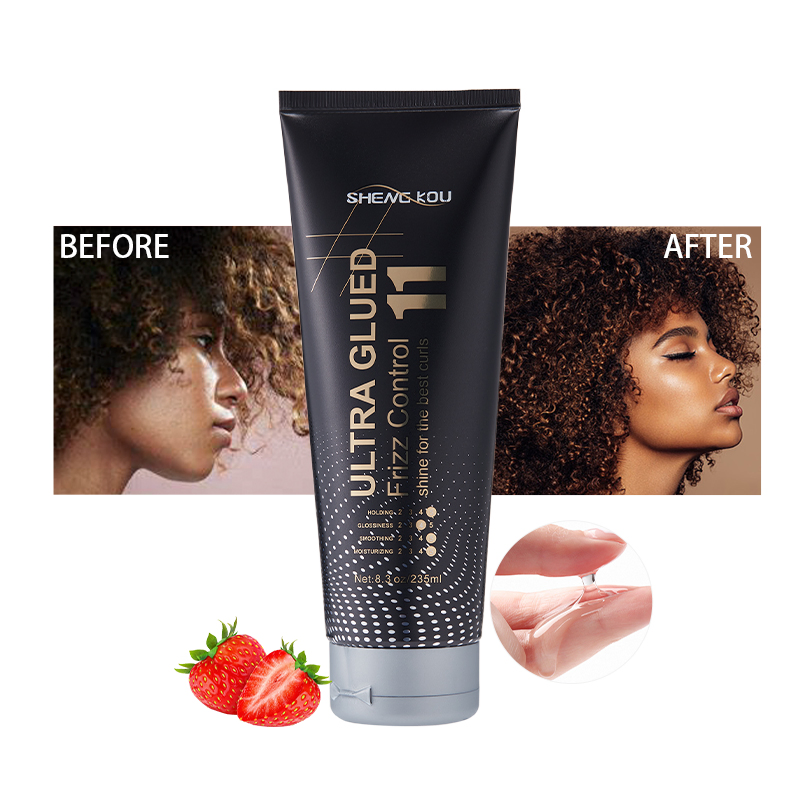 Factory Price Free Samples Custom OEM 24 Hours Strong Hold Frizz Control Ultra Glued Styling Hair Gel for Curly Hair