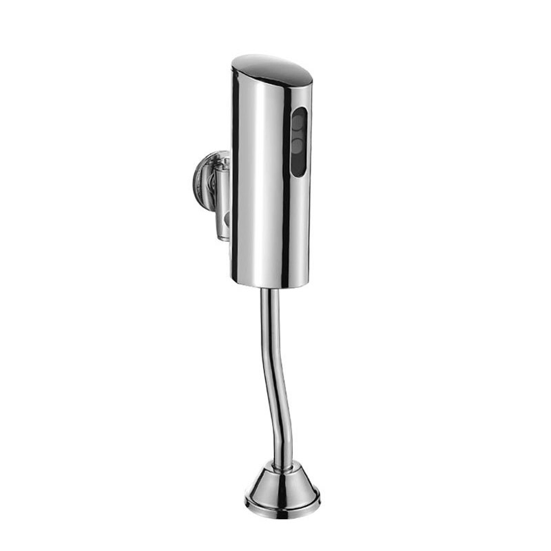 Chrome Finish Push-Type Toilet Flush Valve for Public Restrooms