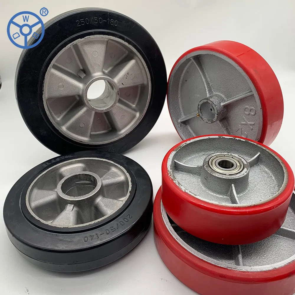 Heavy Duty Ruedas Pesadas Red PU Cast Iron /Rubber Castor Wheels Caster Heavy Single Trolley Wheel Polyurethane Iron Core 10inch