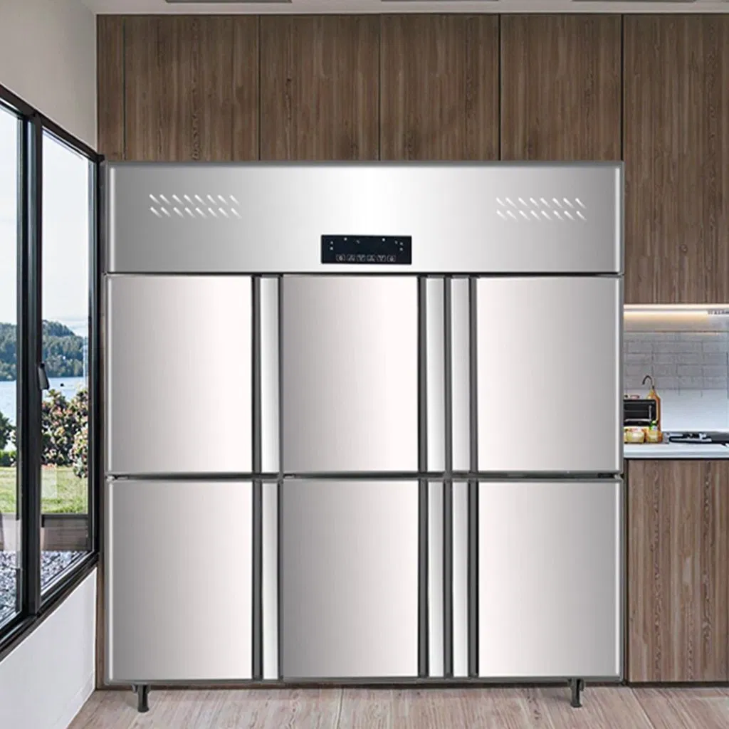 Large-Capacity Commercial Cold Freezer Six-Door Stainless Steel Kitchen Freezer
