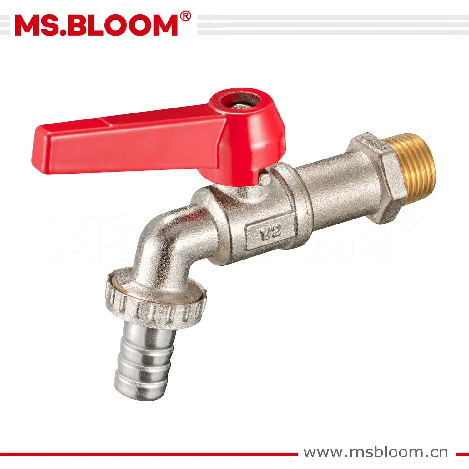 Brass Iron Lever Handle Bibcock 1/2"-3/4" Nickel Plated