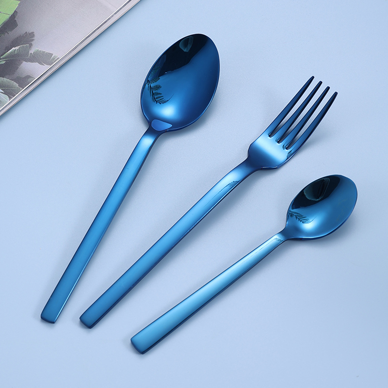 Custom Blue High Grade Stainless Steel Spoon and Fork