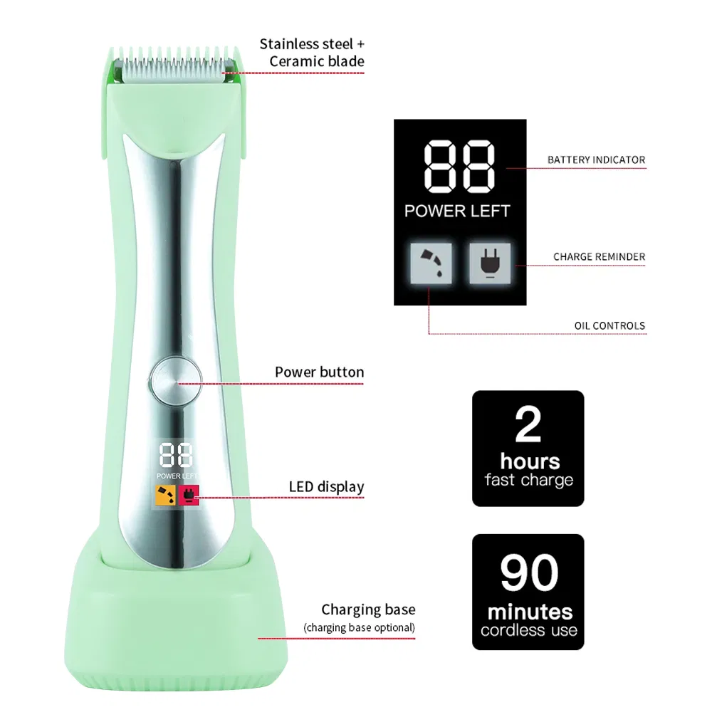 Wholesale Waterproof Electric Hair Clipper Pubic Trimmer Wet/Dry Balls Trimmer Body Hair Trimmer for Men