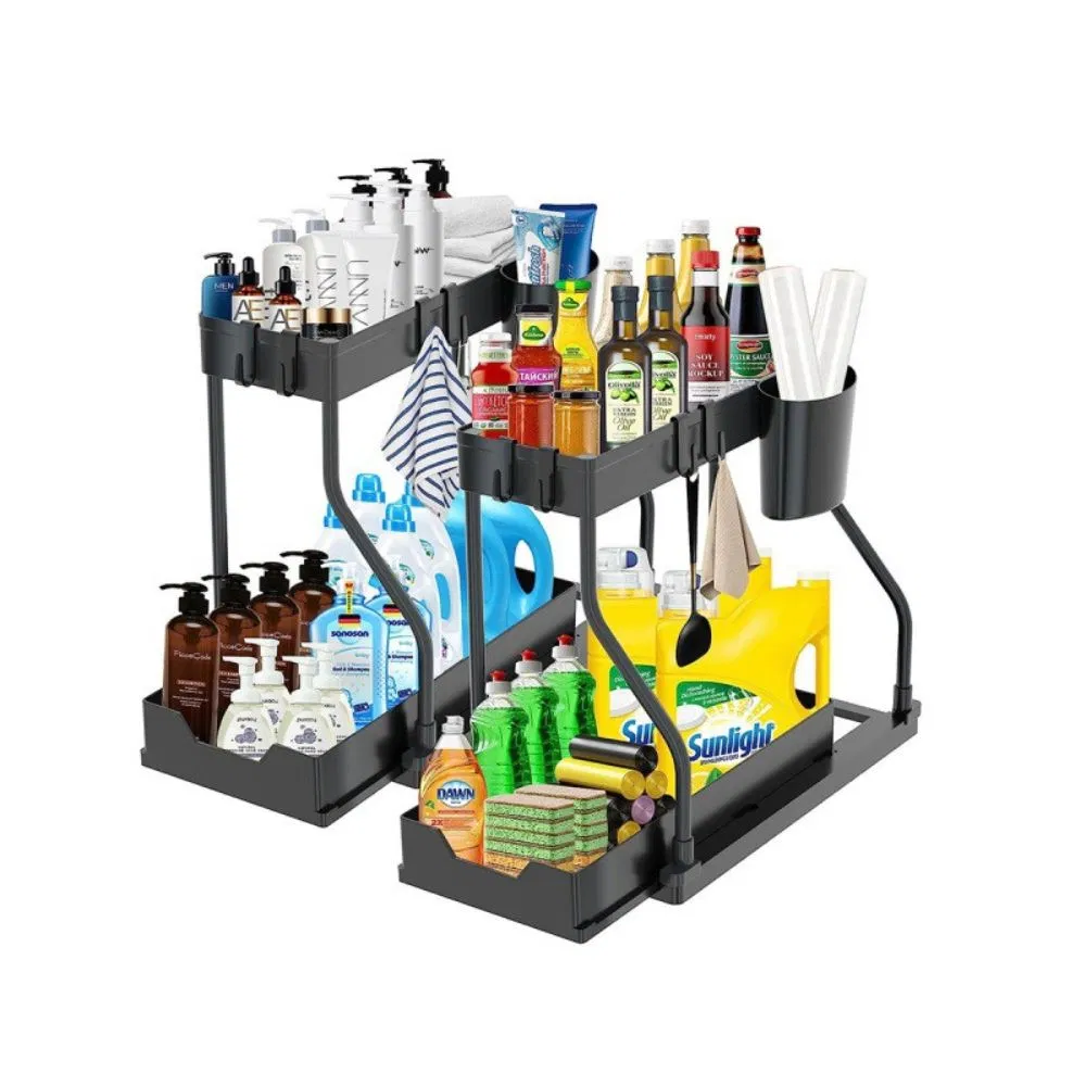 2 Pack Under Sink Organizer, Double Pull out Drawer Wyz28370