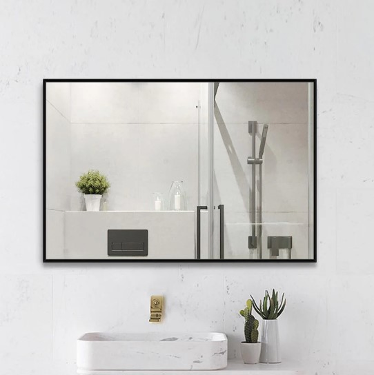 Floor Standing Full Length Metal Bathroom Framed Wall Glass Silver Mirrors with Brackets