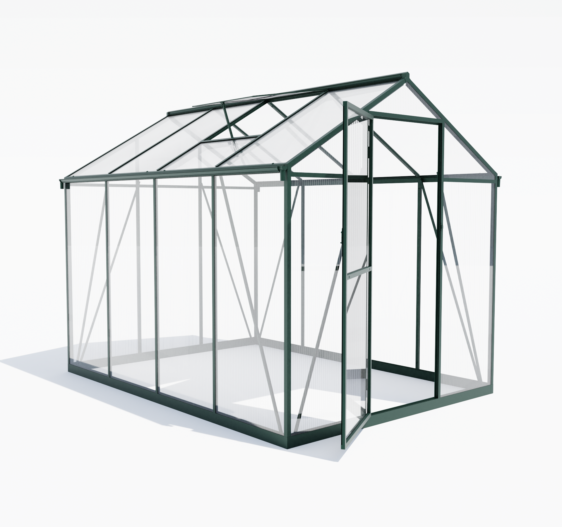 Теплица поликарбонат металлический каркас зеленая