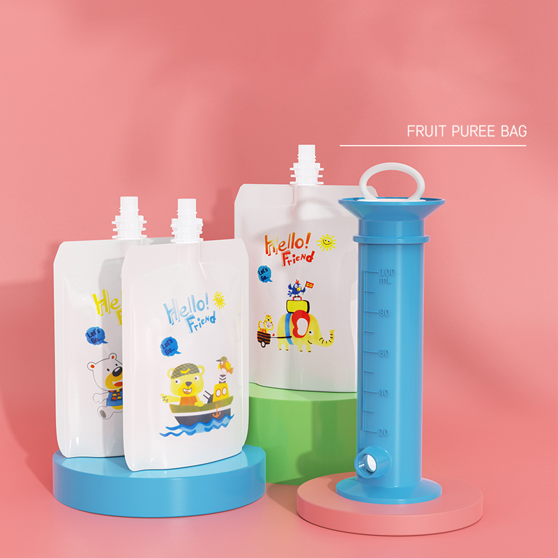 100ml Baby Feeder Fruits Puree Squeeze Dispenser Statipn with Fresh Storage Bags