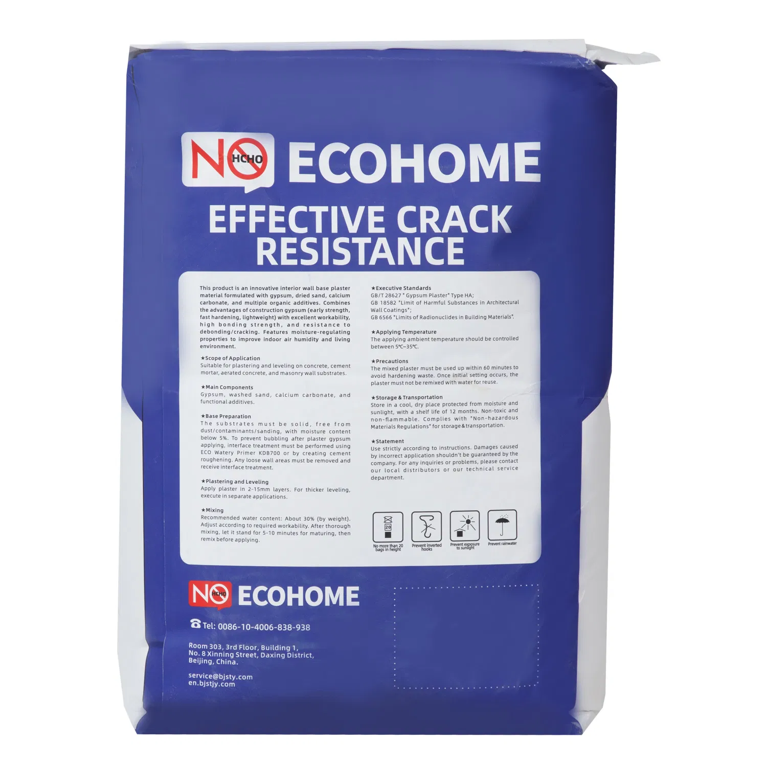 Klx550 Crack-Resistant Lightweight Gypsum Plaster of High Bonding Strength, and Resistance to Debonding/Cracking Featuring Breathing Properties