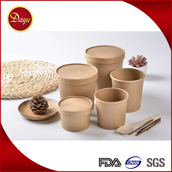 Бумажный контейнер для еды Kraft Paper с крышкой