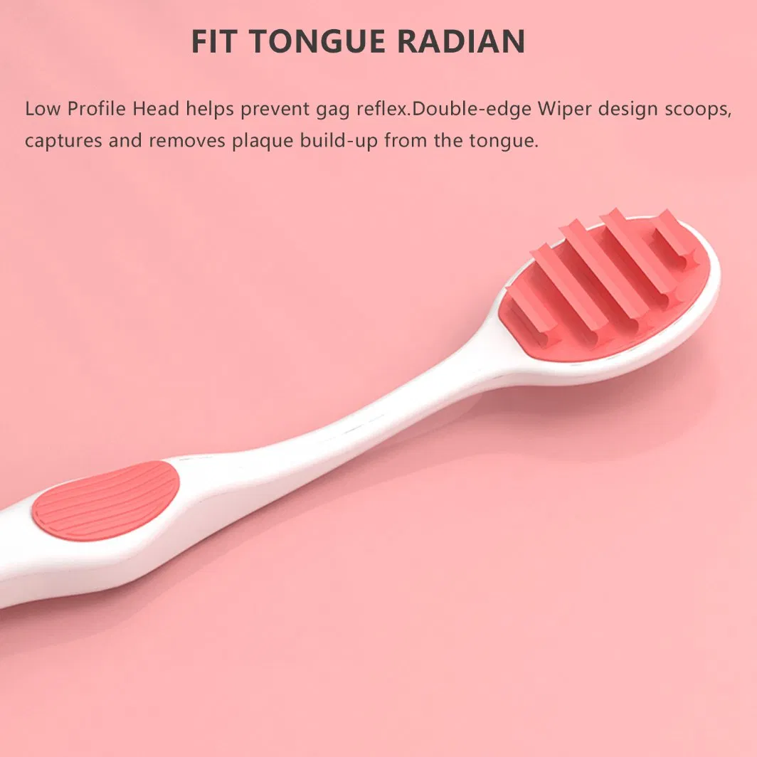 High Quality Colorful Silicone Tongue Coating Cleaning Brush Plastic Tongue Cleaner Scraper
