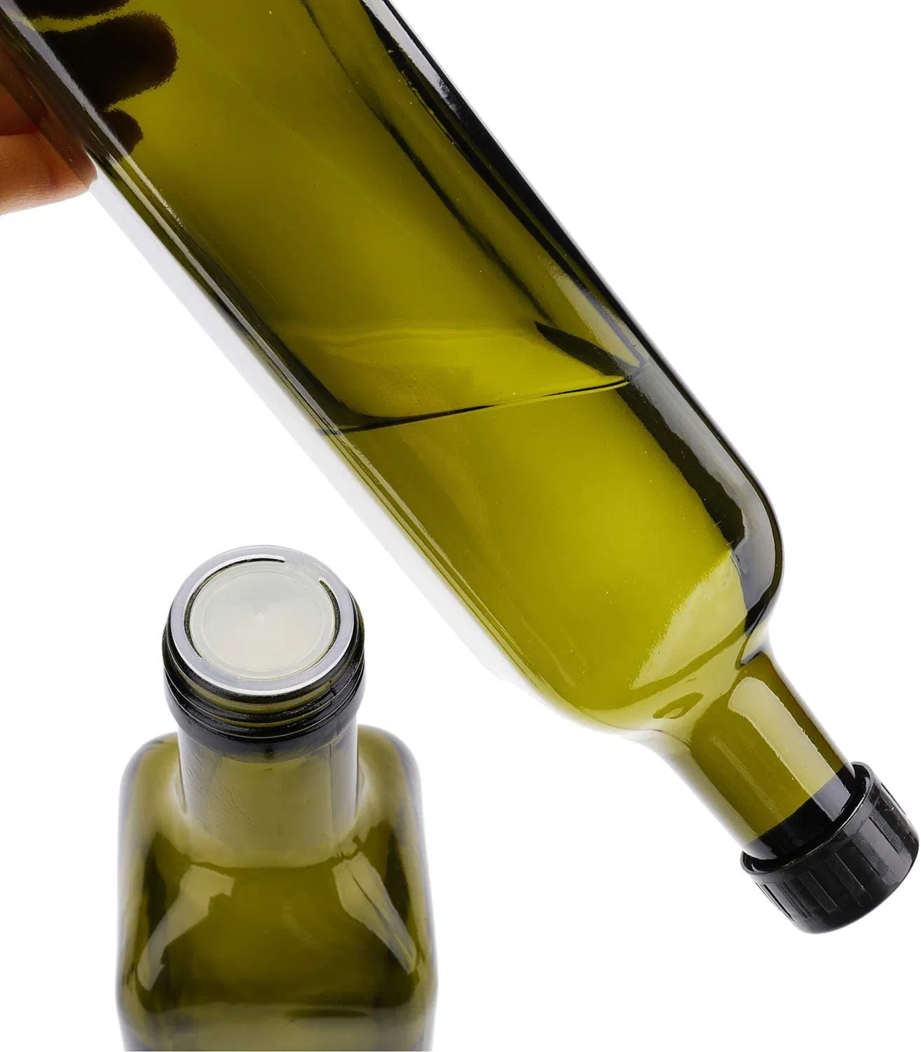 500ml Dark Green Square Olive Oil Bottle Dispenser with Stainless Steel Flip